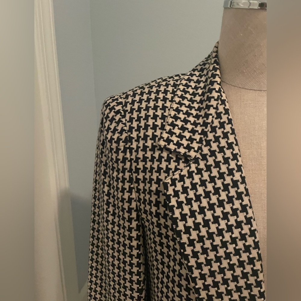 Vintage Houndstooth Black & White Giorgio Sant Angelo Blazer Size 8 - Picture 3 of 8